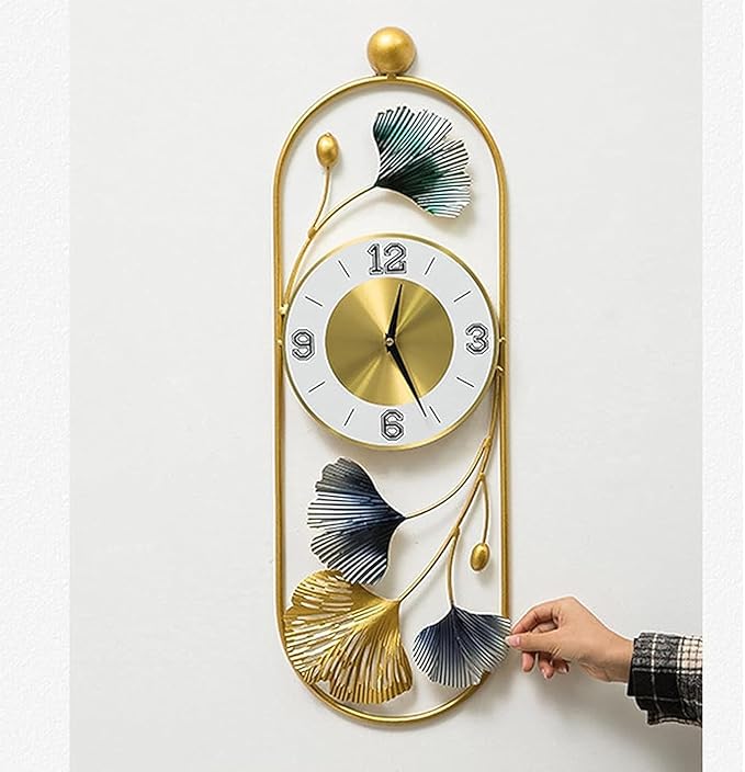 Trendclock Metal Wall Hanging Floral Handmade Sweep Machine Silent Wall Clock Watch Multicolor for Bedroom/Drawing Room/Hall/Dining Room (66X22 CM)