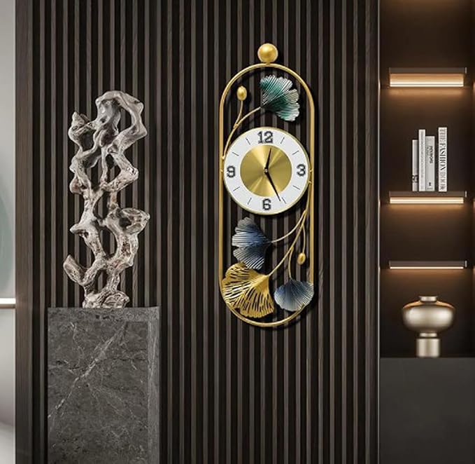 Trendclock Metal Wall Hanging Floral Handmade Sweep Machine Silent Wall Clock Watch Multicolor for Bedroom/Drawing Room/Hall/Dining Room (66X22 CM)