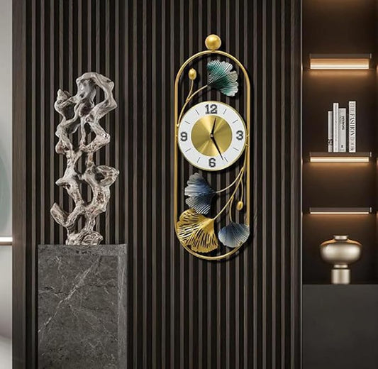 Trendclock Metal Wall Hanging Floral Handmade Sweep Machine Silent Wall Clock Watch Multicolor for Bedroom/Drawing Room/Hall/Dining Room (66X22 CM)